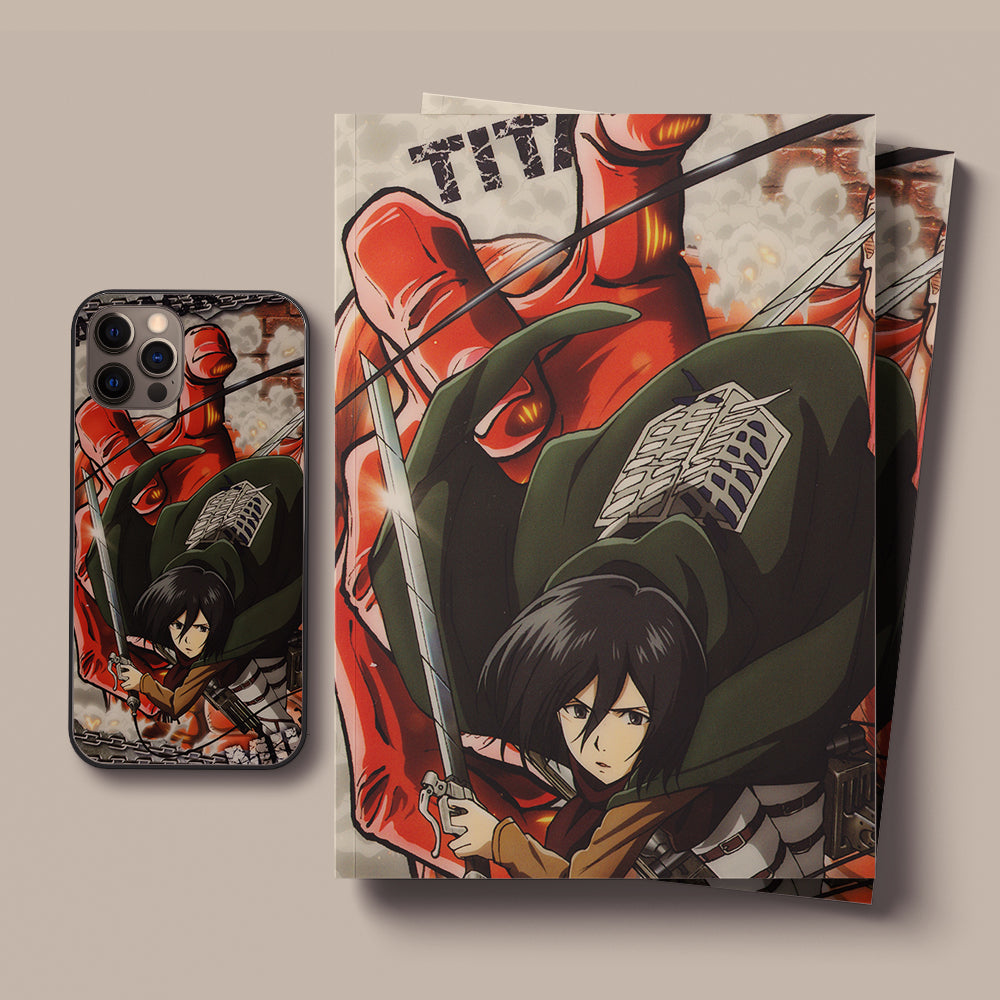 Mikasa Ackerman Illustration LED Case for iPhone