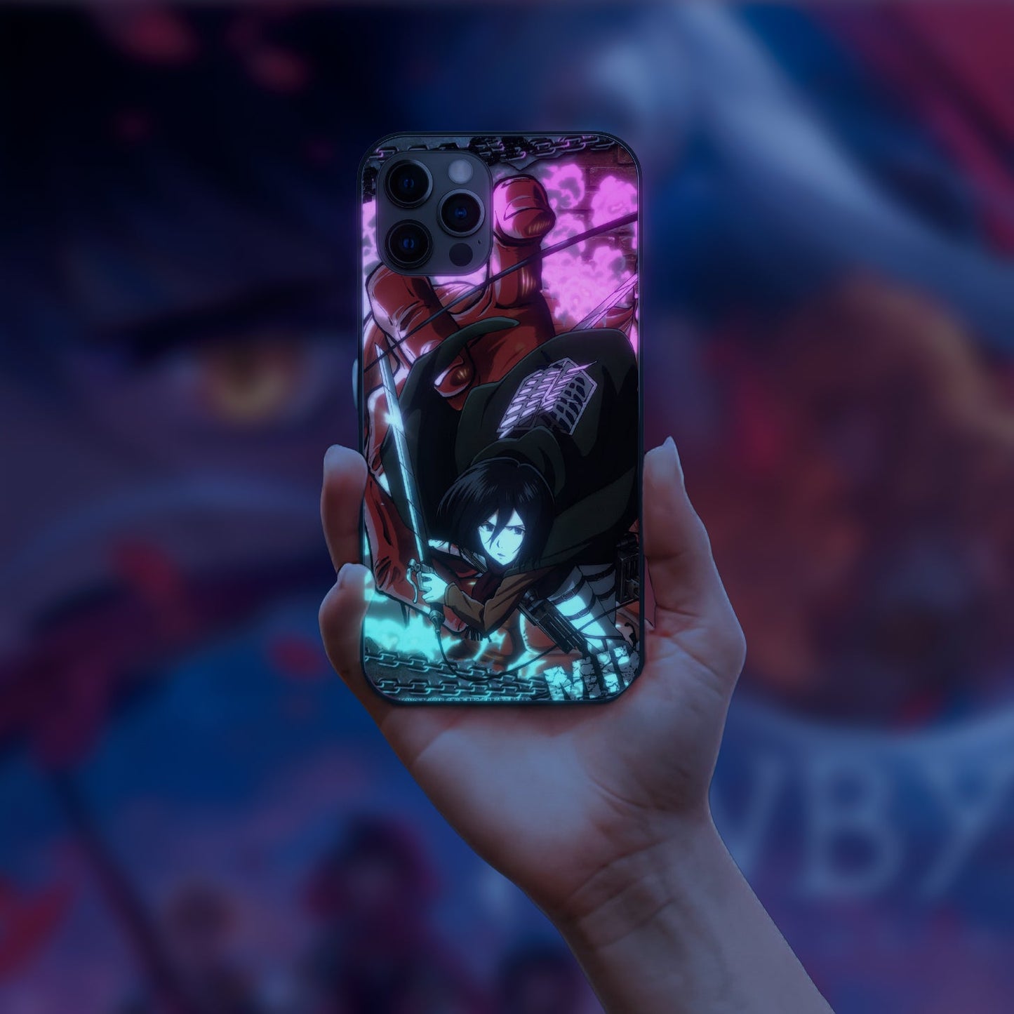 Mikasa Ackerman Illustration LED Case for iPhone