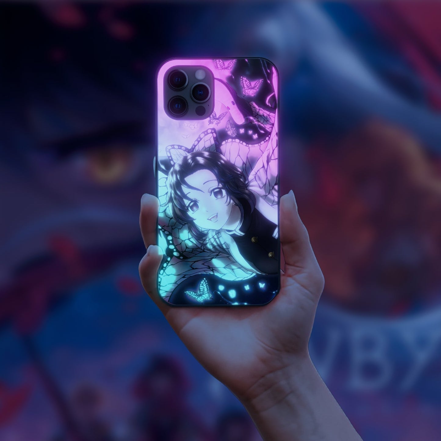 Demon Slayer Butterfly Anime LED Case for iPhone