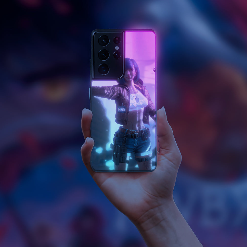 Cyberpunk fighting girl LED Case for Samsung