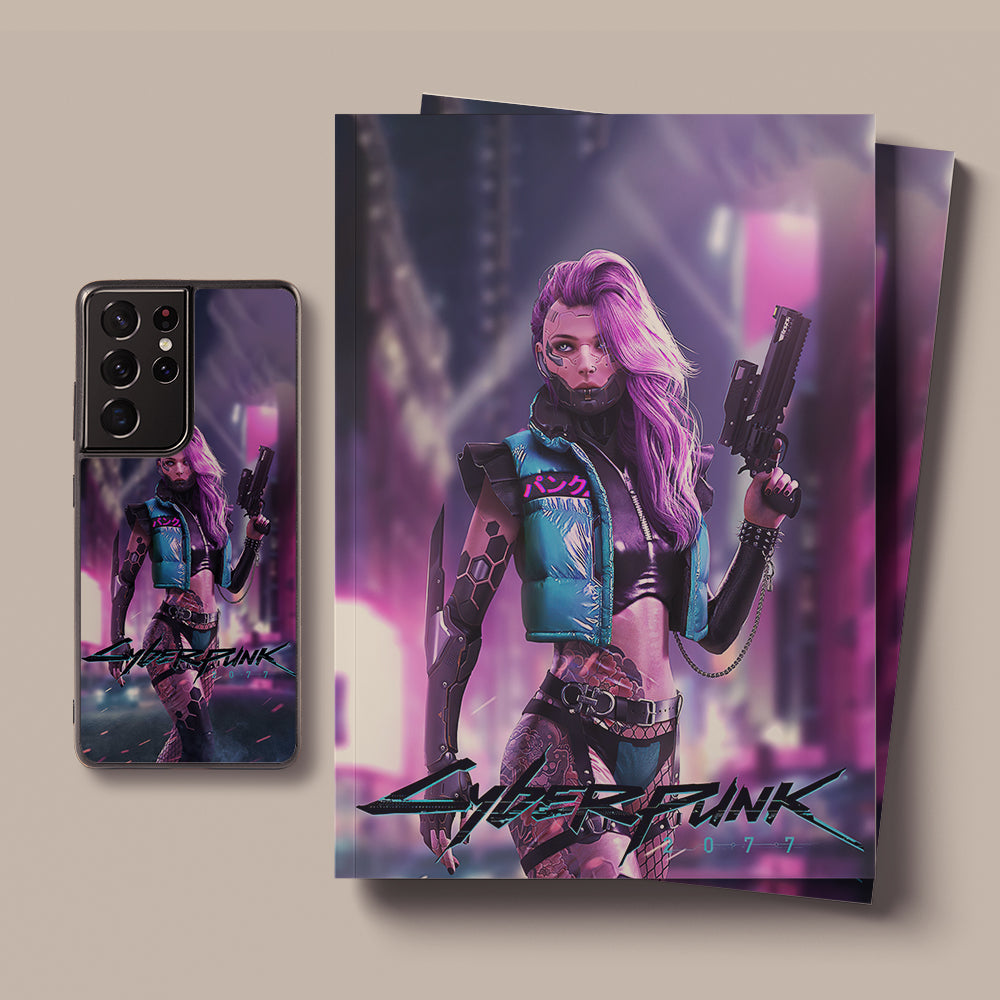 Cyberpunk 2077 Fighting Girl LED Case for Samsung